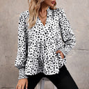 Chic Women's Blouse with Statement Puff Sleeves and Ruffle Details