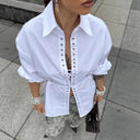 Women's Ruffle Design Blouse with Chic Lacing