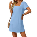 Women's Square Neck Summer Dress with Handy Pockets