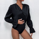 Chic Long Sleeve Bodysuit with Ruffle Details