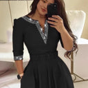 Checkered Women's Dress with Stylish Belt