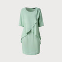 Chic Wrap Dress with Flowing Hem and Lace Details