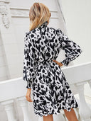 Chic Women's High Collar Dress with Elastic Waist