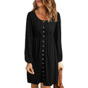 Chic Women's Button-Down Dress with Elastic Waist