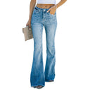 High-Waisted Flared Jeans with Frayed Hem