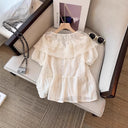 Chic Women's Blouse with Lace Trim and Ruffled Accents