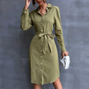Stylish Women's Shirt Dress with Waist Accent