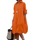 Chic Women's Shirt Dress with Convenient Pockets