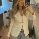 Asymmetrical Blazer Jacket with Unique Button Design