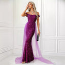Glamorous Evening Dress with Glitter & Tulle Details