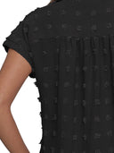 Textured Women's Blouse with Lapel Collar