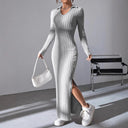 Chic Women's Maxi Dress with V-Neck and Side Slits