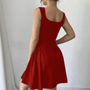 Square Neck A-Line Dress with Flowing Skirt for Women