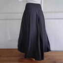 Women's Stylish Wide-Leg Trousers with Stretch Waist and Pockets
