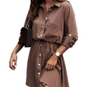 Chic Women's Shirt Dress with Knot & Pocket