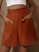 Women’s Stylish Linen Shorts with Elastic Waist and Side Pockets