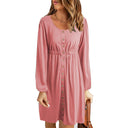 Chic Women's Button-Down Dress with Elastic Waist