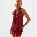 Elegant Sheath Dress with Deep V-Neck and Embroidered Detailing