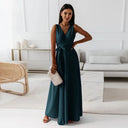 Chic Solid Color V-Neck Maxi Dress