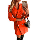 Chic Double-Breasted Blazer Dress with Glossy Buttons