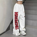 Trendy Women's Graphic Print Baggy Pants with Stretch Waist