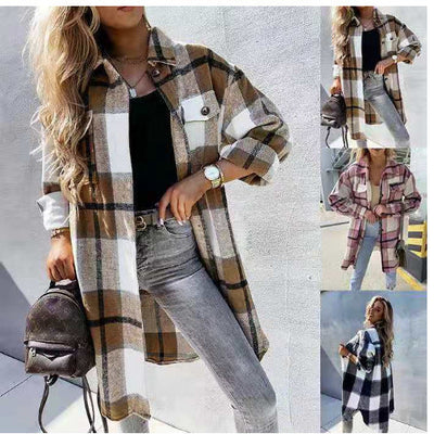 Chic Women's Checkered Blouse with Button Detail