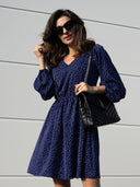 V-Neck Puff Sleeve Women's Dress