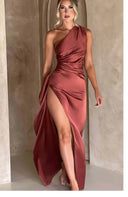 One-Shoulder Maxi Dress with High Slit for Women