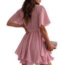 V-Neck Airy Wrap Dress with Flowing Skirt