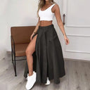 Chic Long Cargo Skirt with Side Slit and Ample Pockets