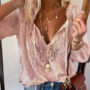 Lace Accented Women's Blouse Top