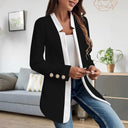 Chic Blazer Jacket with Contrast Accents for Women