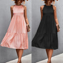 Flared Skirt High Neck Summer Dress for Women