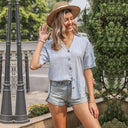 Chic Women's Knot Blouse with Button Placket
