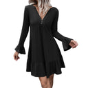 V-Neck Bell Sleeve Dress for Women