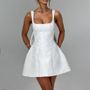 Floral Jacquard A-Line Dress with Slim Straps