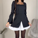 Chic Asymmetrical Cocktail Dress with Puff Sleeves