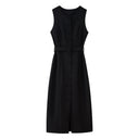 Chic Women's Sleeveless Wrap Dress with Waist Belt