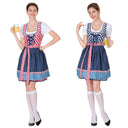 Traditional Check Pattern Dirndl Dress with Apron