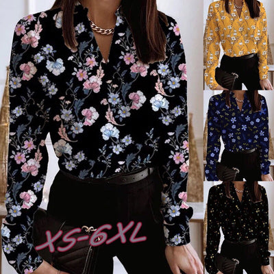 Floral Patterned Women's Blouse with Stylish Cut