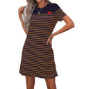 Chic Women's Striped Short Sleeve Dress with Heart Design