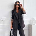 Chic Checkered Blazer Jacket with Double-Breasted Closure