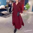Chic Women's Shirt Dress with Flowing Design and Side Pockets