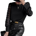 Chic Women's Blouse with Sheer Puff Sleeves