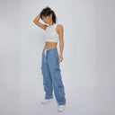 Chic Women's Cargo Jeans with Relaxed Fit & Handy Pockets