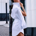 Chic Ruffle Sleeve Women's Shirt Dress with Waist Belt