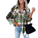 Checked Flannel Shirt for Women with Chest Pockets