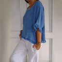 Chic Women's Blouse with Ruffled Hem
