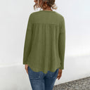 Chic Long Sleeve Tunic with Ruffle & Button Accents