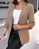 Chic Women's Blazer with Roll-Up Sleeves